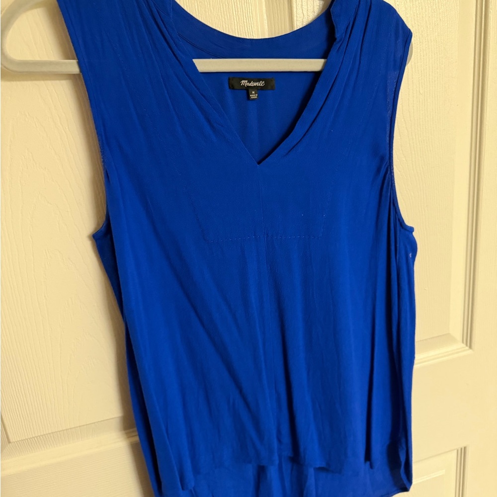 Madewell V-Neck Sleeveless Tank in Cobalt Blue